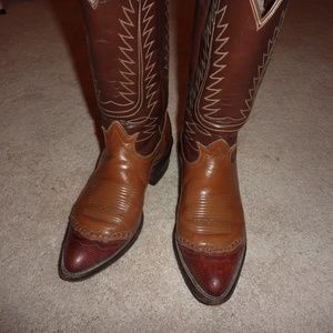 Tony Lama Black/Gold Label lizard tip cowboy boots